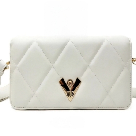 Valentino Orlandi Handbags - Valentino Orlandi NWT White Quilted Crossbody V Logo Gold Hardware